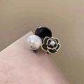 Camellia Pearl Hair Claw Clip in acrylic with faux pearl accents, side profile - Varex HQ