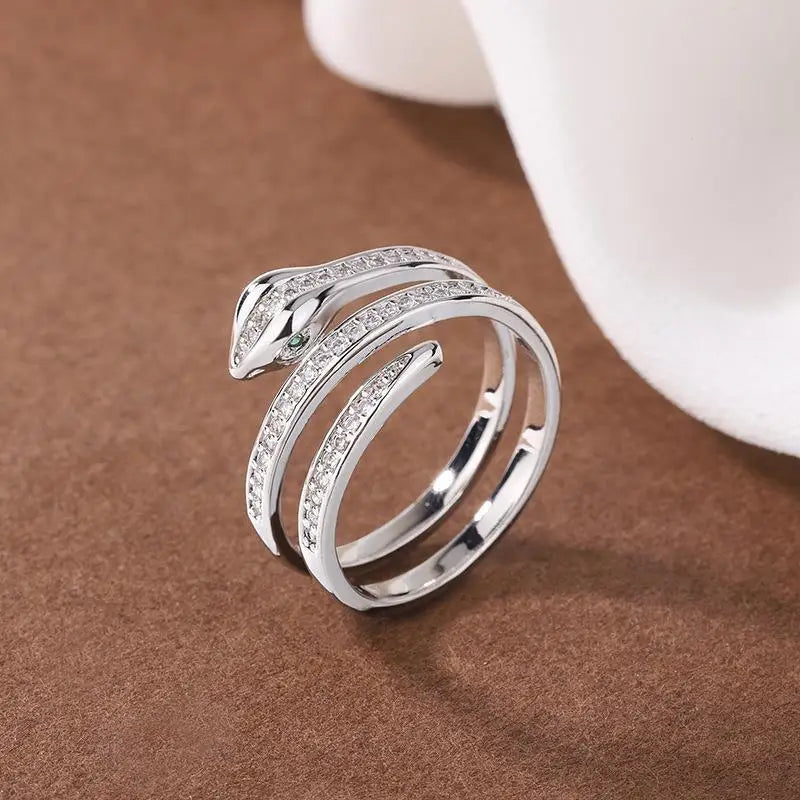 Close-up of pavé cubic zirconia snake scale detail