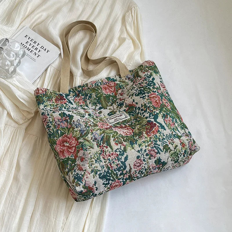 Corduroy bohemian tote bag - Black colour swatch
