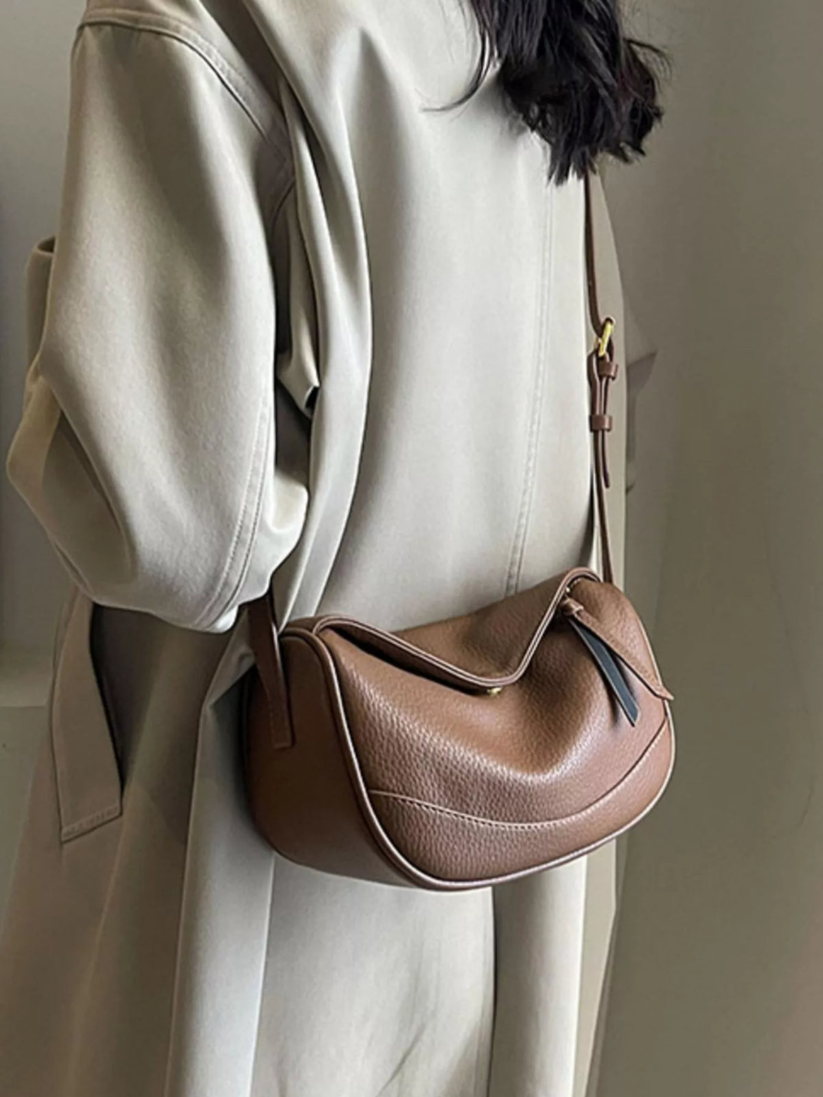 Crescent Vegan Leather Crossbody Bag - back view