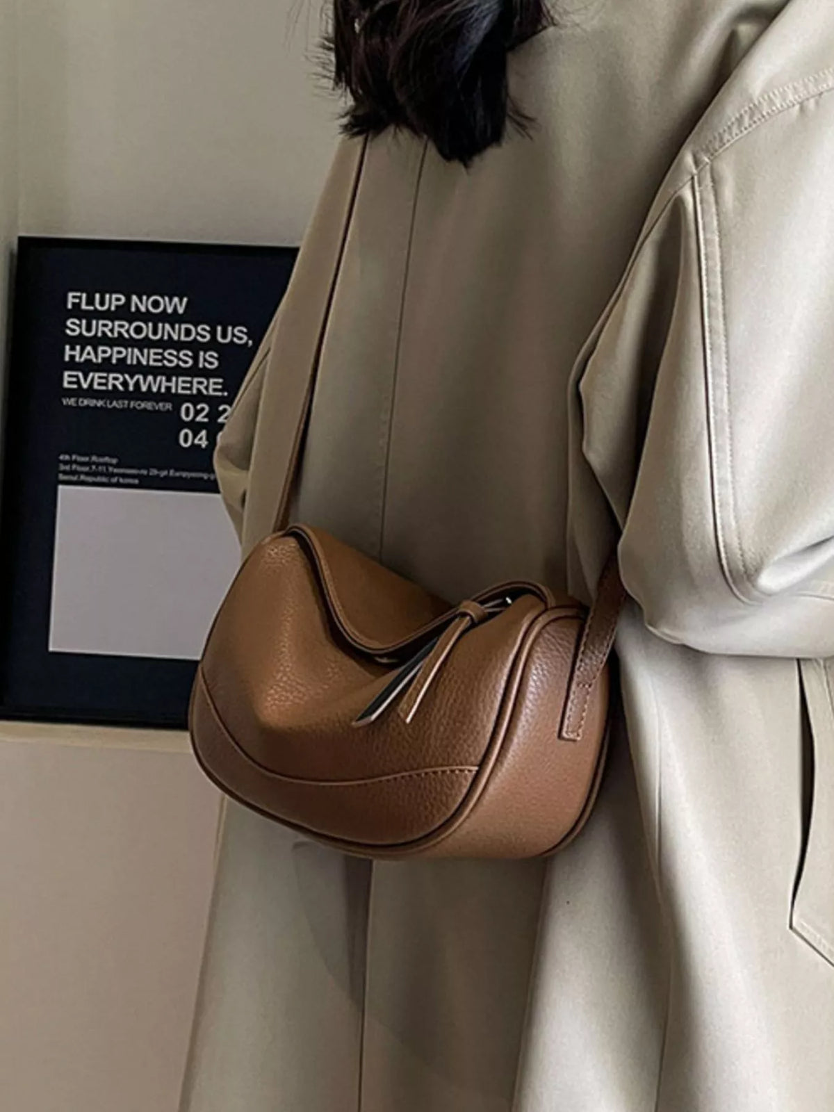 Crescent Vegan Leather Crossbody Bag - side profile