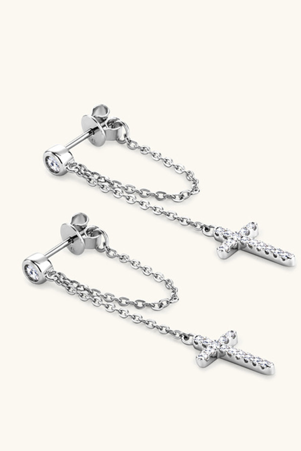 Cross Drop Earrings with Cubic Zirconia – Gold-Tone & Silver-Tone, additional product photo – Varex HQ