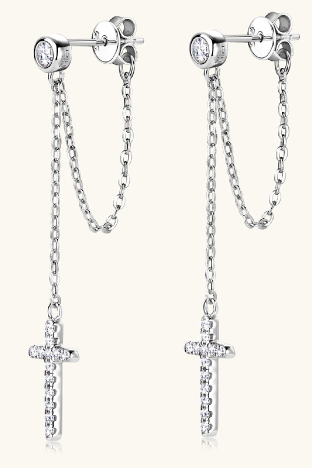Cross Drop Earrings with Cubic Zirconia – Gold-Tone & Silver-Tone, additional product photo – Varex HQ