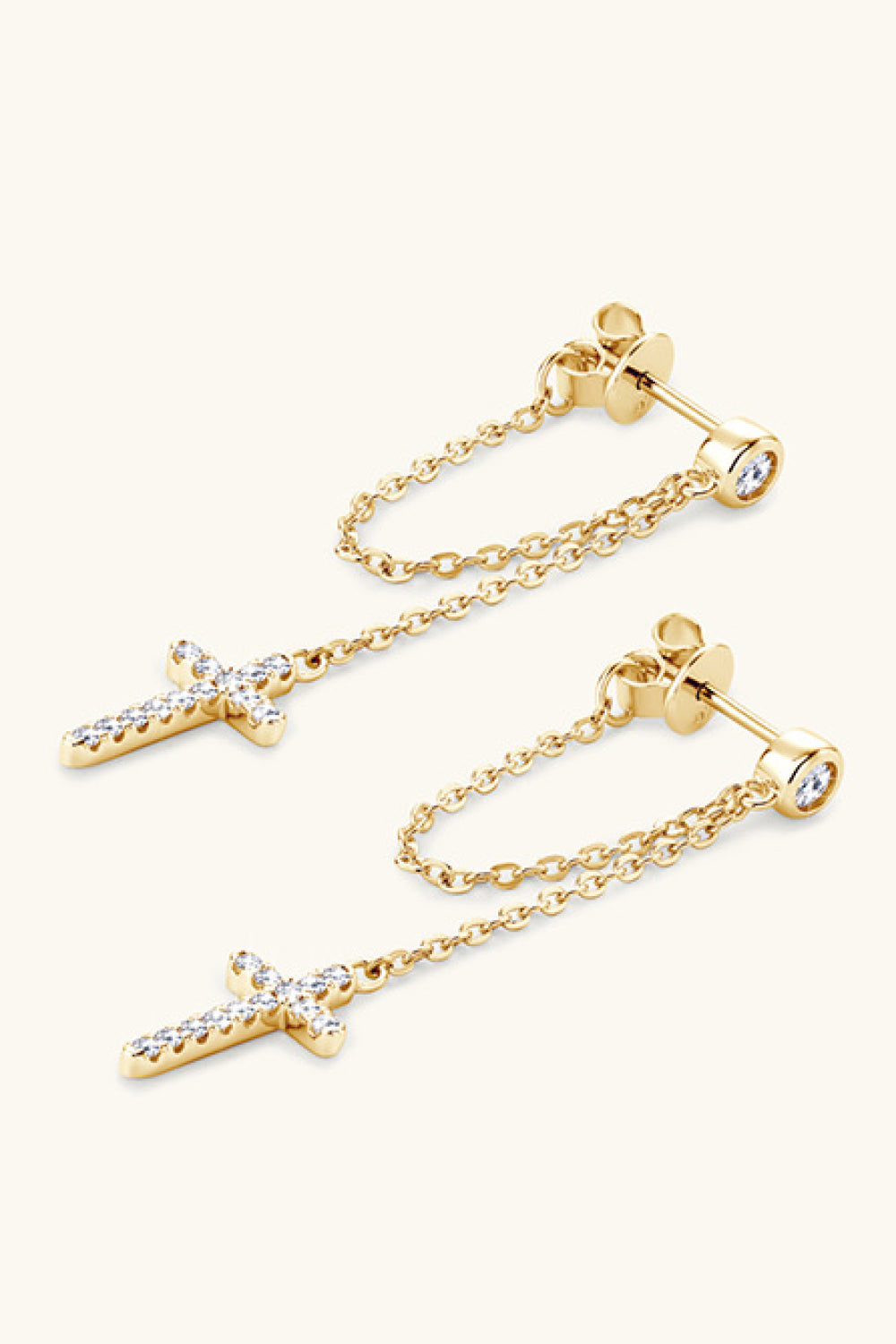 Cross Drop Earrings with Cubic Zirconia – Gold-Tone & Silver-Tone, additional product photo – Varex HQ