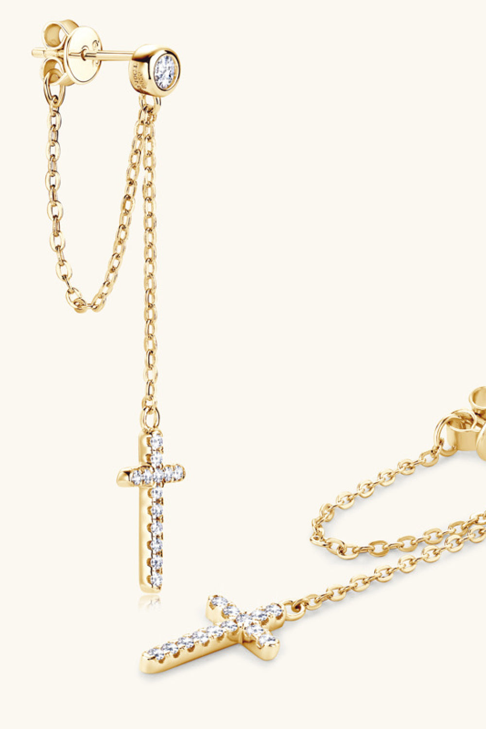 Cross Drop Earrings with Cubic Zirconia – Gold-Tone & Silver-Tone, additional product photo – Varex HQ
