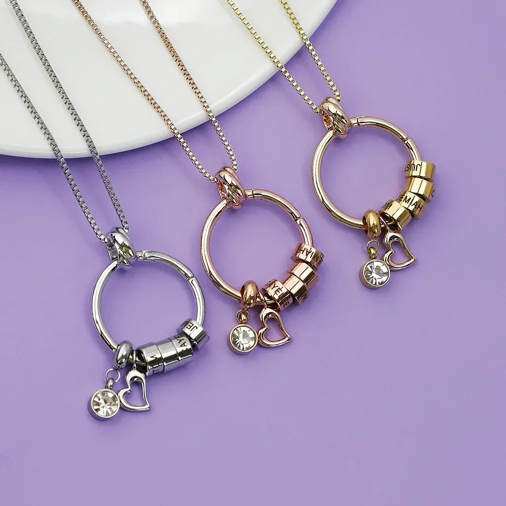 Custom Birthstone Necklace | Personalised Family Names Pendant with Birthstones, Gift for Mum, additional product photo – Varex HQ