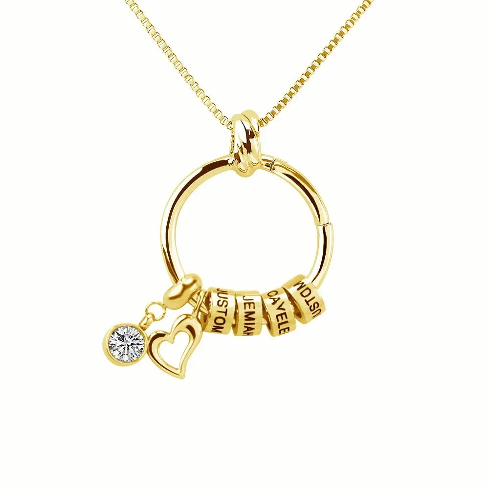 Custom Birthstone Necklace | Personalised Family Names Pendant with Birthstones, Gift for Mum, Gold / Sep. birthstone / 1 name – Varex HQ