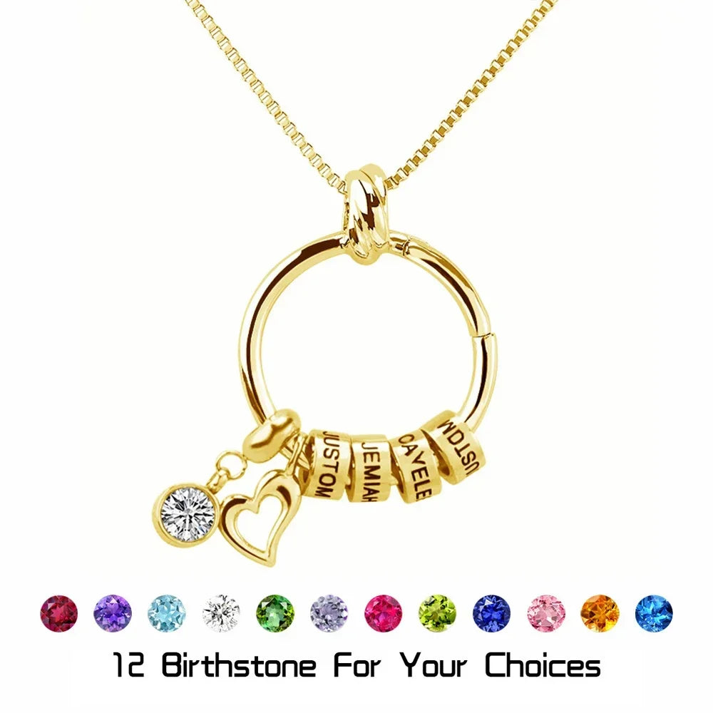 Custom Birthstone Necklace | Personalised Family Names Pendant with Birthstones, Gift for Mum, additional product photo – Varex HQ