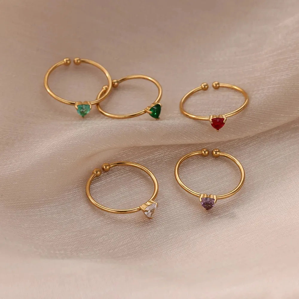 Custom Gold-Tone Birthstone Heart Ring – view 5 – Varex HQ