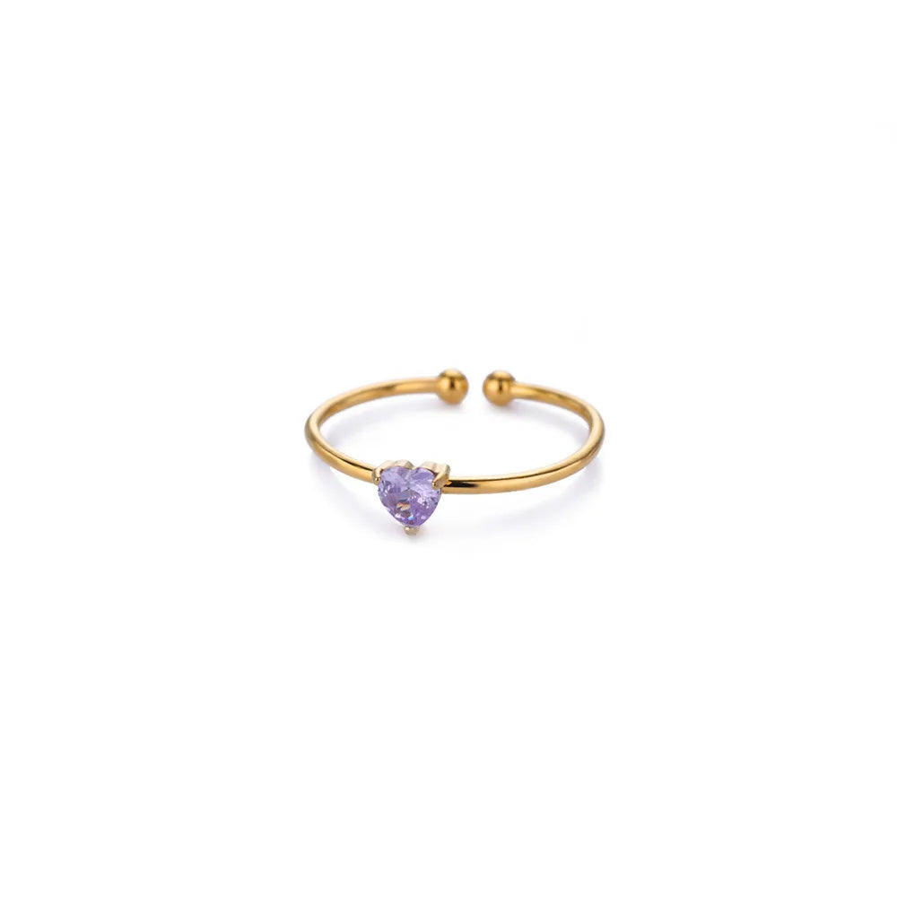 Custom Gold-Tone Birthstone Heart Ring – view 7 – Varex HQ