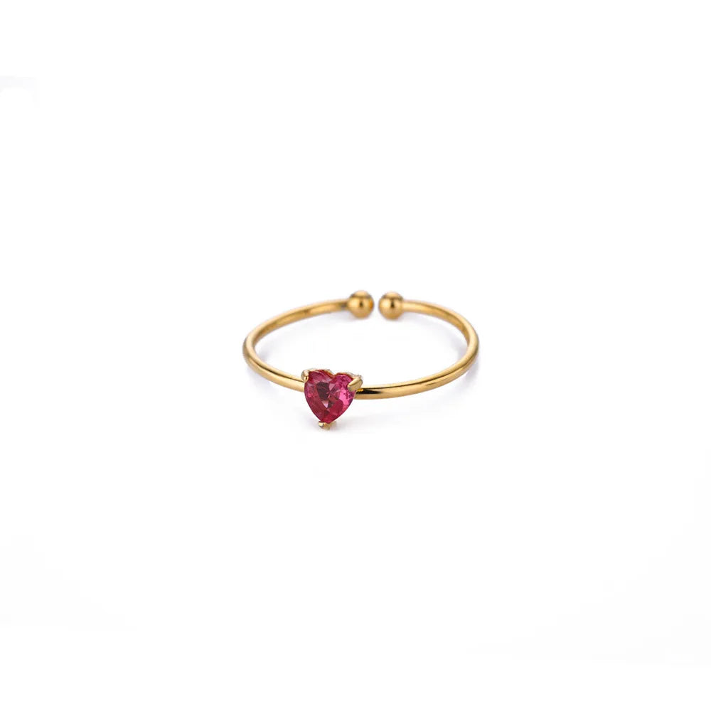 Custom Gold-Tone Birthstone Heart Ring – view 9 – Varex HQ