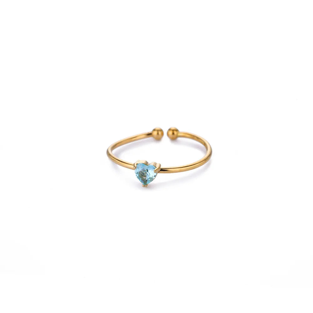 Custom Gold-Tone Birthstone Heart Ring – view 11 – Varex HQ