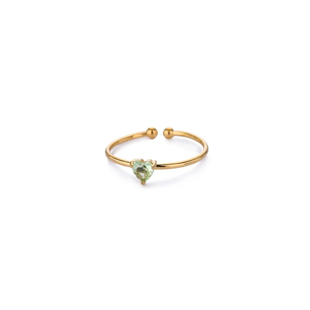 Custom Gold-Tone Birthstone Heart Ring – view 12 – Varex HQ