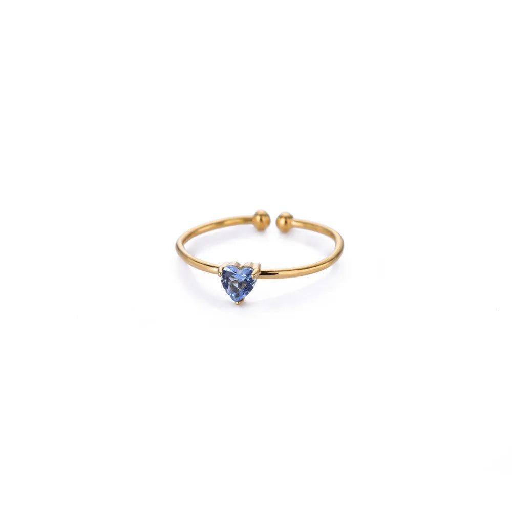 Custom Gold-Tone Birthstone Heart Ring – view 13 – Varex HQ