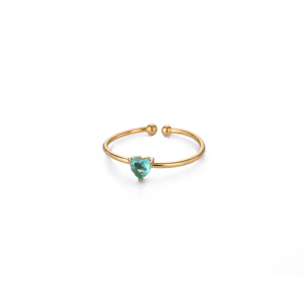 Custom Gold-Tone Birthstone Heart Ring – view 14 – Varex HQ