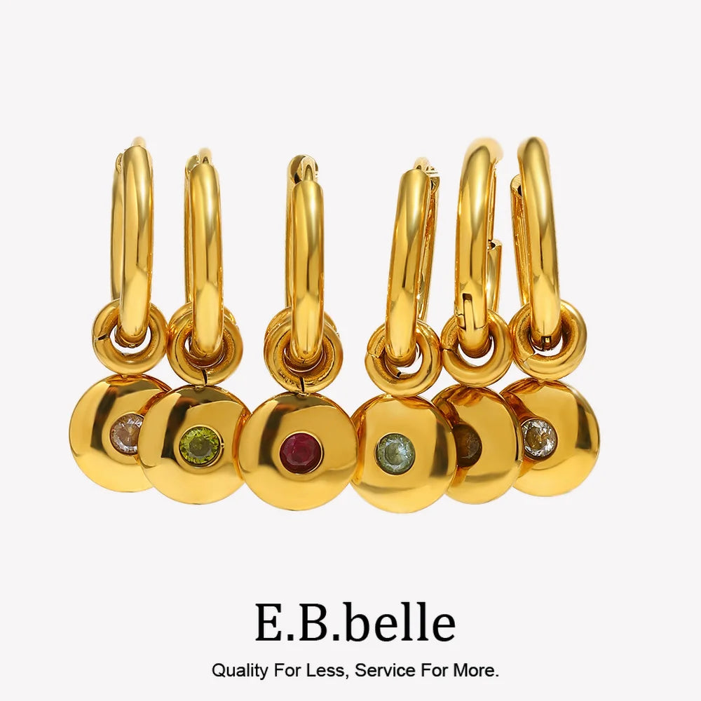 Custom Gold-Plated Birthstone Hoop Earrings – view 2 – Varex HQ