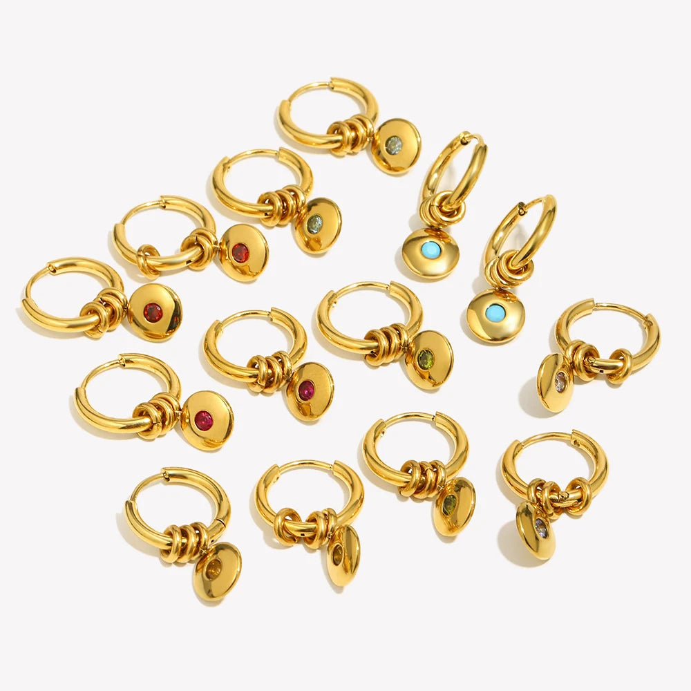 Custom Gold-Plated Birthstone Hoop Earrings – view 3 – Varex HQ