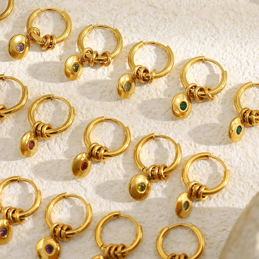 Custom Gold-Plated Birthstone Hoop Earrings – view 4 – Varex HQ