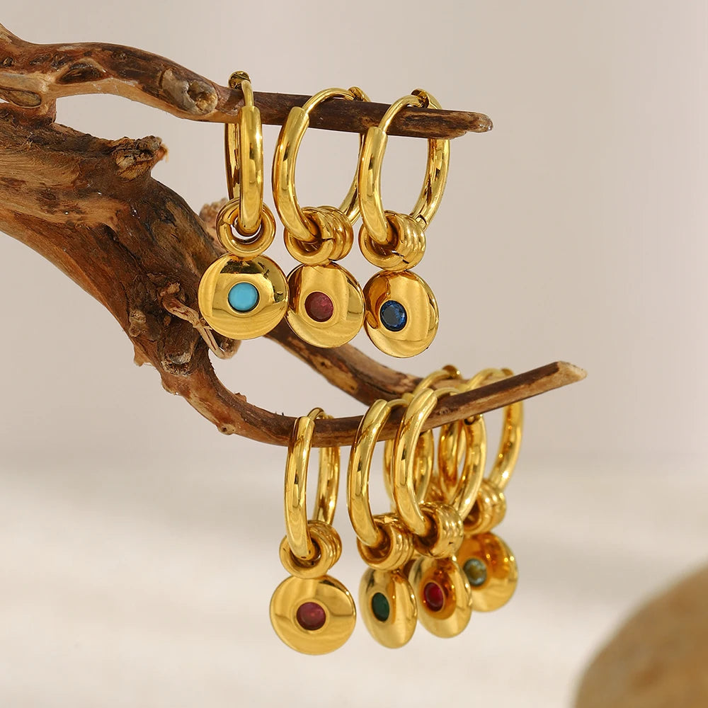 Custom Gold-Plated Birthstone Hoop Earrings – view 5 – Varex HQ