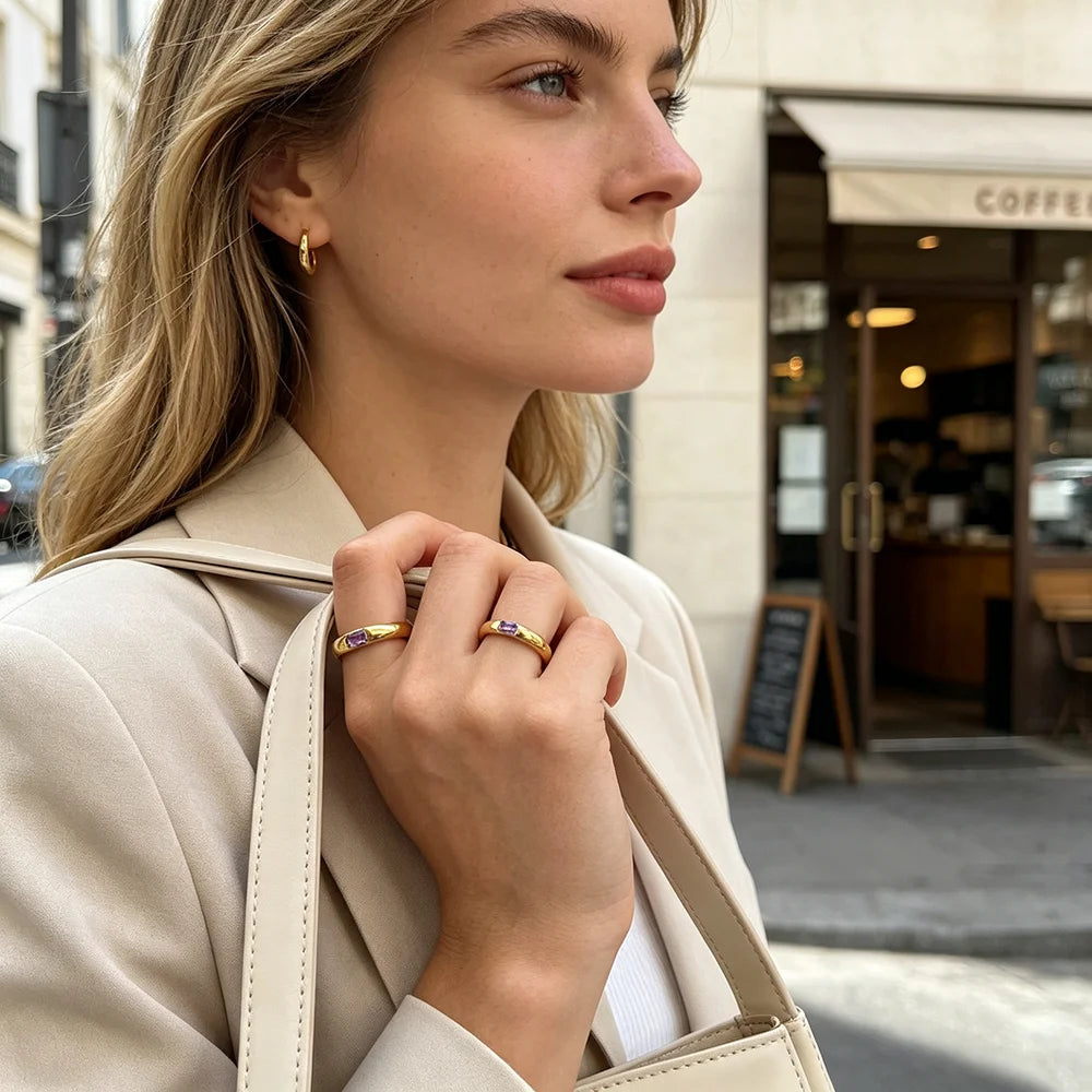 Custom Gold-Plated Birthstone Ring – view 3 – Varex HQ