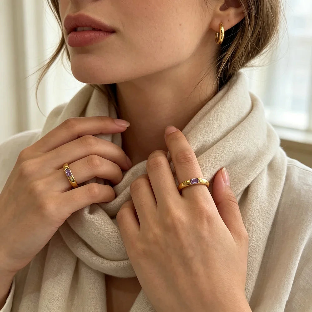 Custom Gold-Plated Birthstone Ring – view 4 – Varex HQ