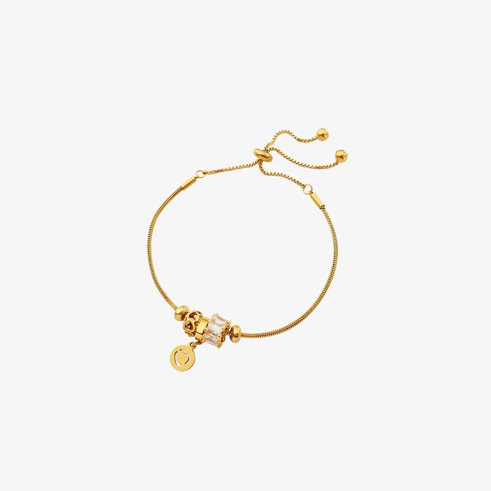 Heart Charm Bracelet – 18K Gold-Plated Titanium Steel – view 2 – Varex HQ