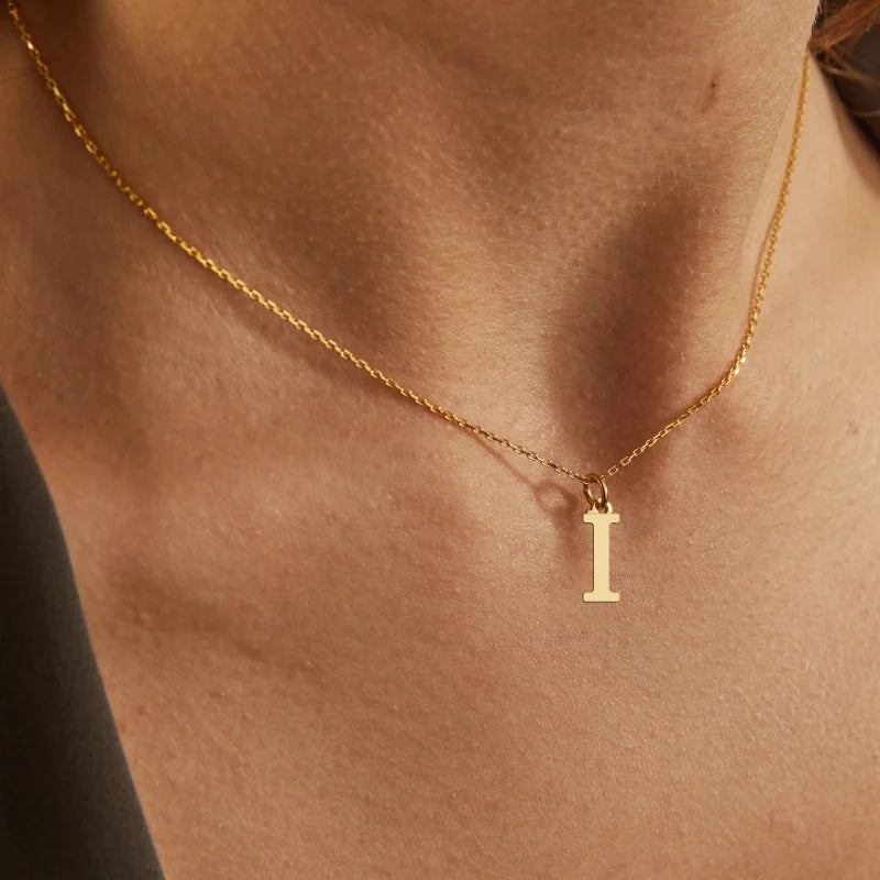 Dainty Initial Pendant Necklace | Personalized Letter Charm for Women, I / 45cm – Varex HQ