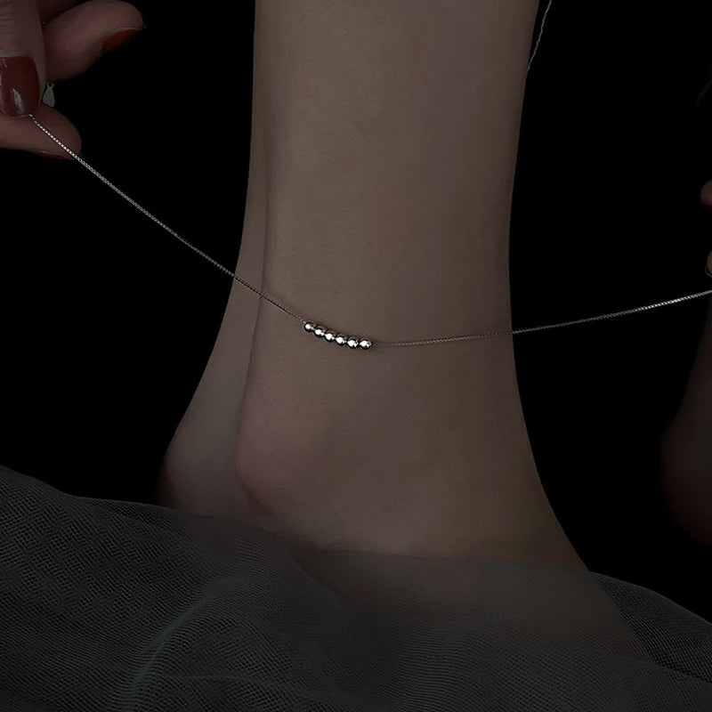 Silver-tone dazzling chain anklet, geometric chain style 6, Varex HQ