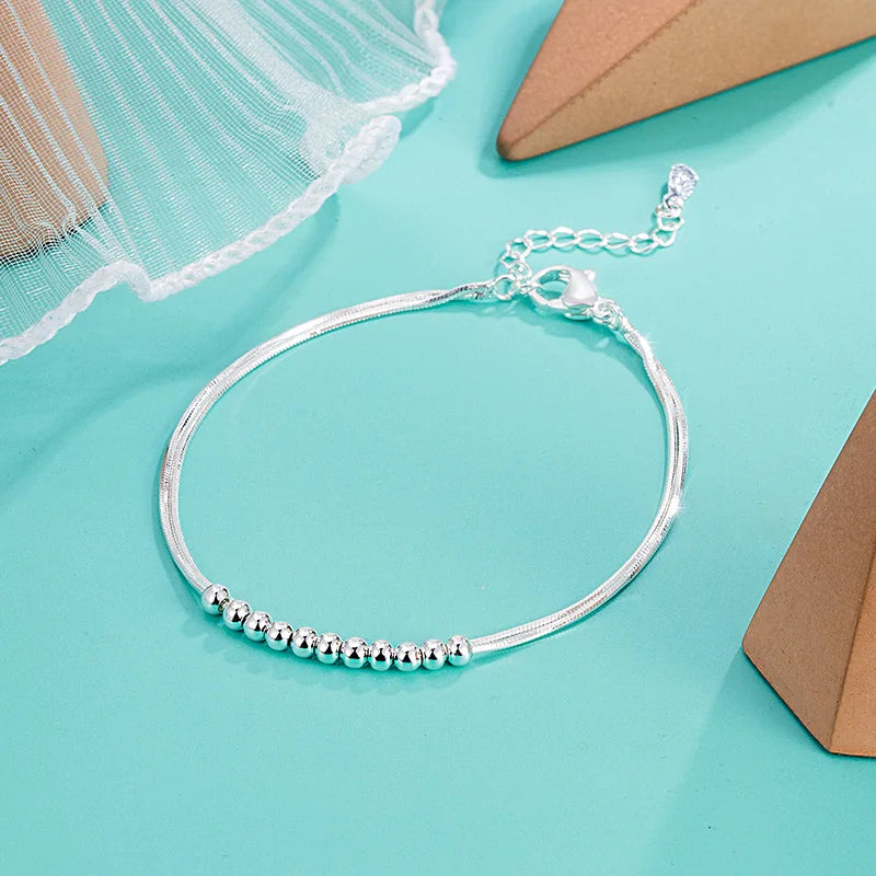 Silver-tone dazzling chain anklet, geometric chain style 8, Varex HQ
