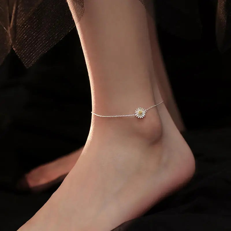 Silver-tone dazzling chain anklet, geometric chain style 9, Varex HQ