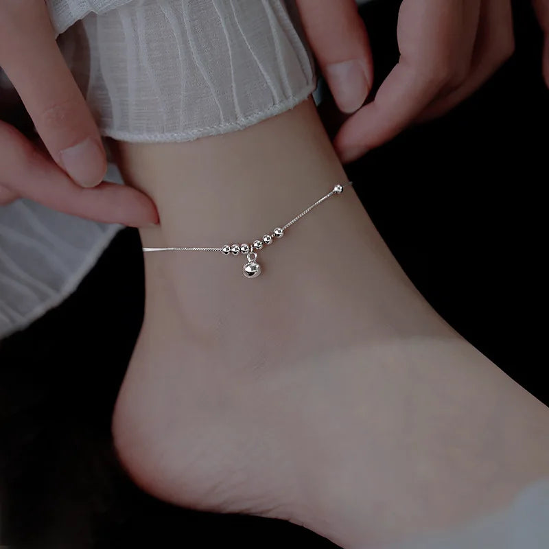Silver-tone dazzling chain anklet, full product view, Varex HQ