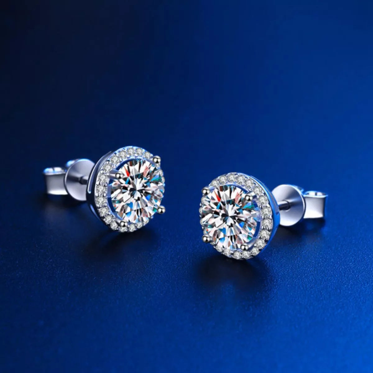 Moissanite Stud Earrings – 1 Carat Sterling Silver – view 2 – Varex HQ