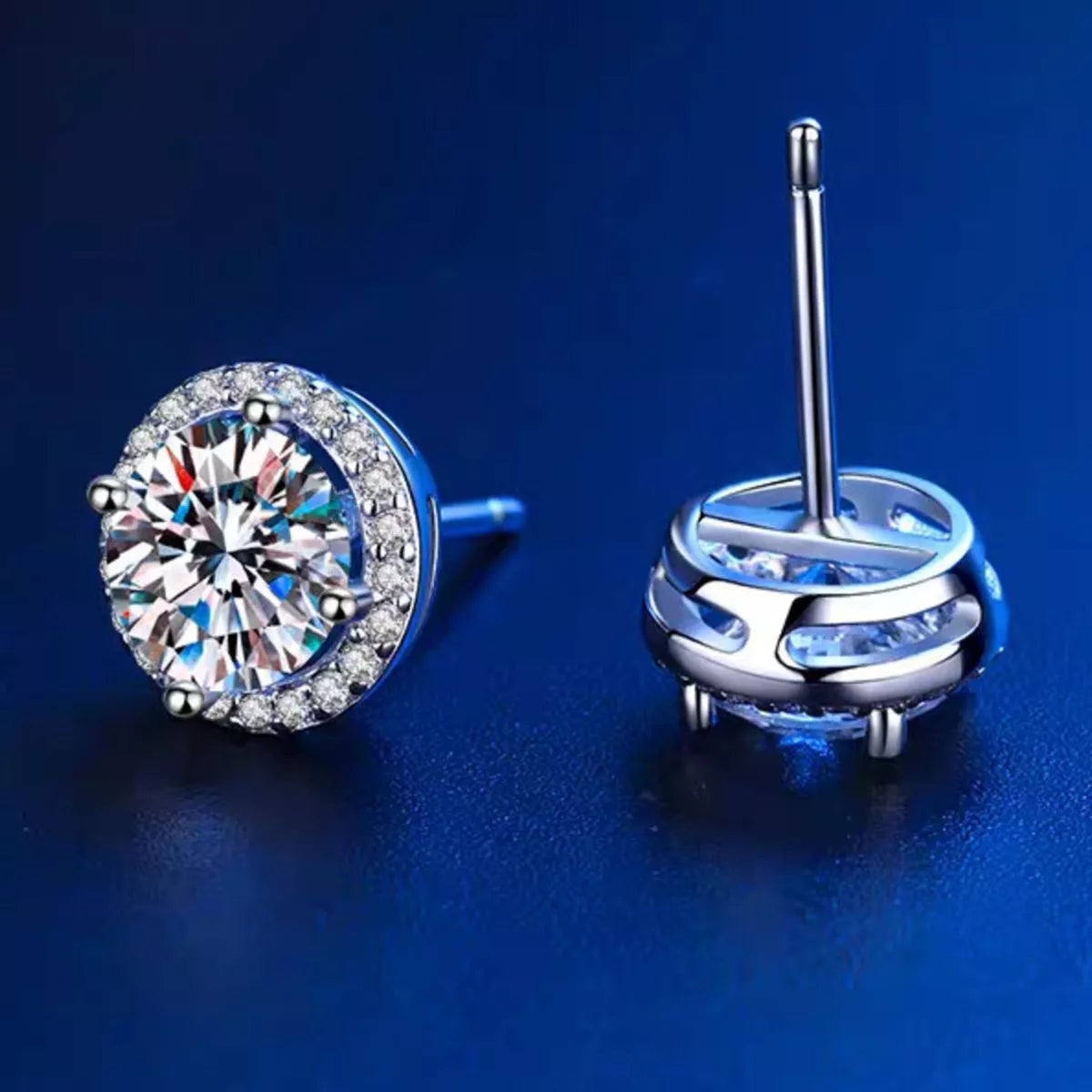 Moissanite Stud Earrings – 1 Carat Sterling Silver – view 3 – Varex HQ