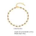 Evil eye beaded anklet, close-up of blue evil eye charm, Varex HQ