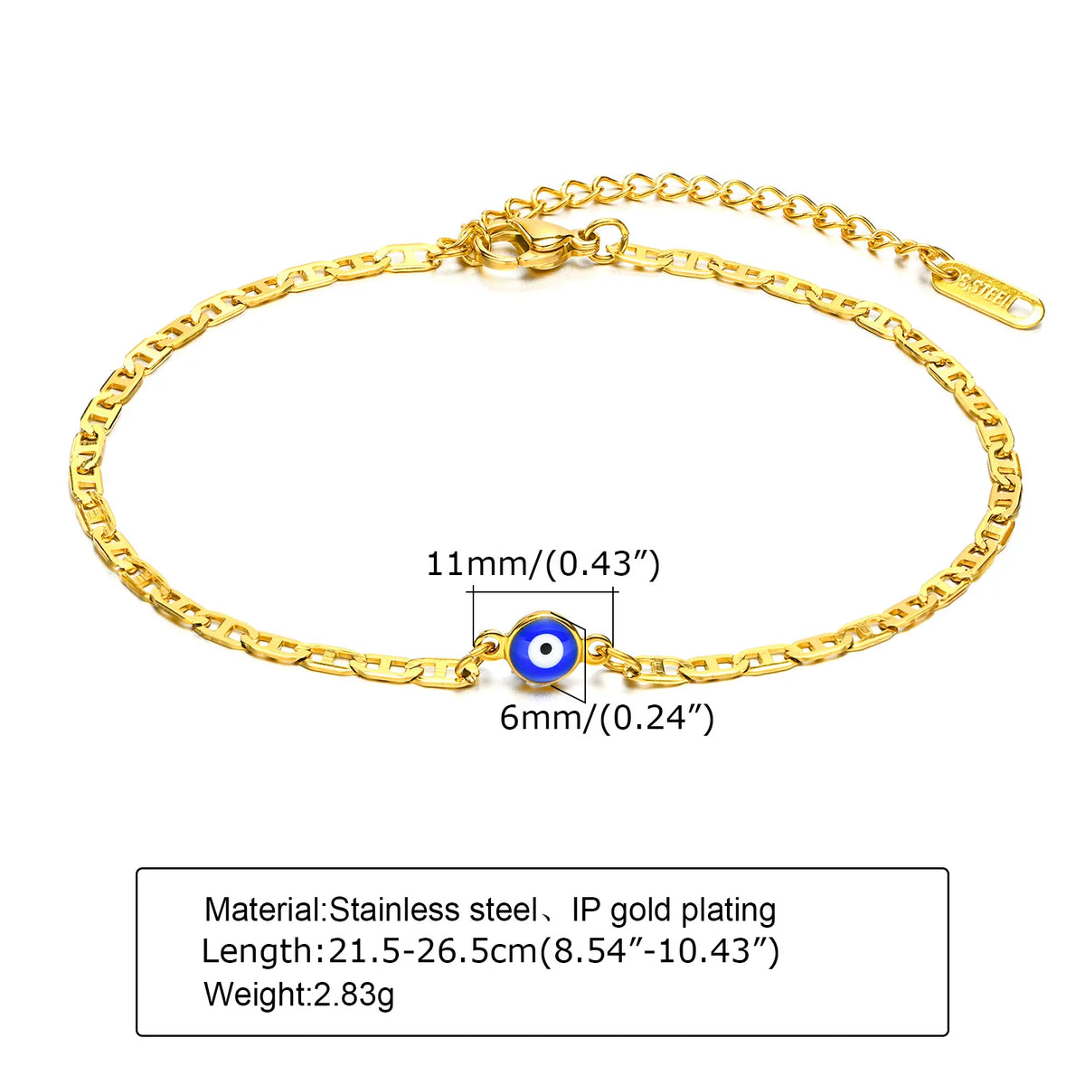 Evil eye beaded anklet, five charming layout options, Varex HQ