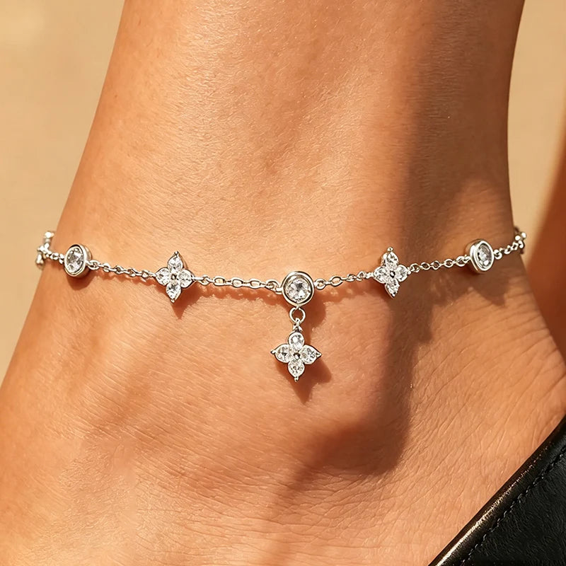 Flower charm anklet, clasp closure detail, Varex HQ