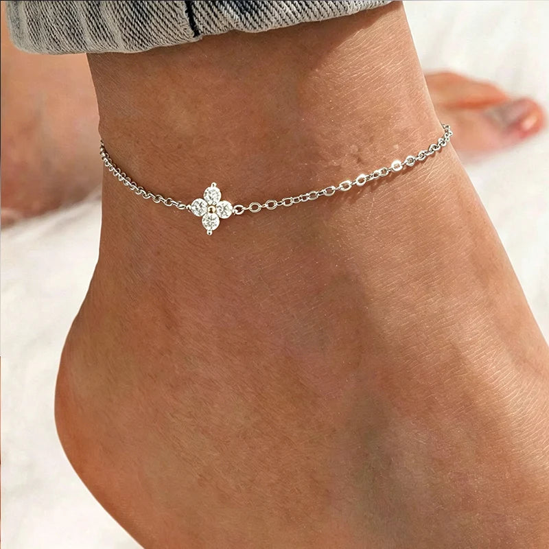 Flower charm anklet, full product view, Varex HQ