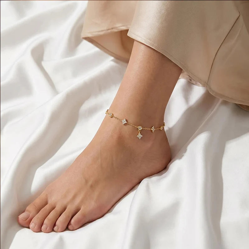 Flower charm anklet, six flower-station style options, Varex HQ