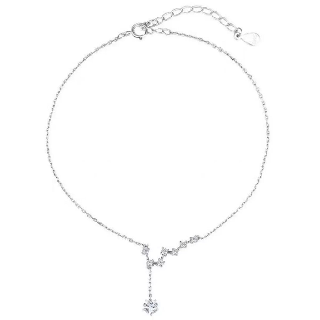 Glintstar silver-tone anklet layout on white background, Varex HQ