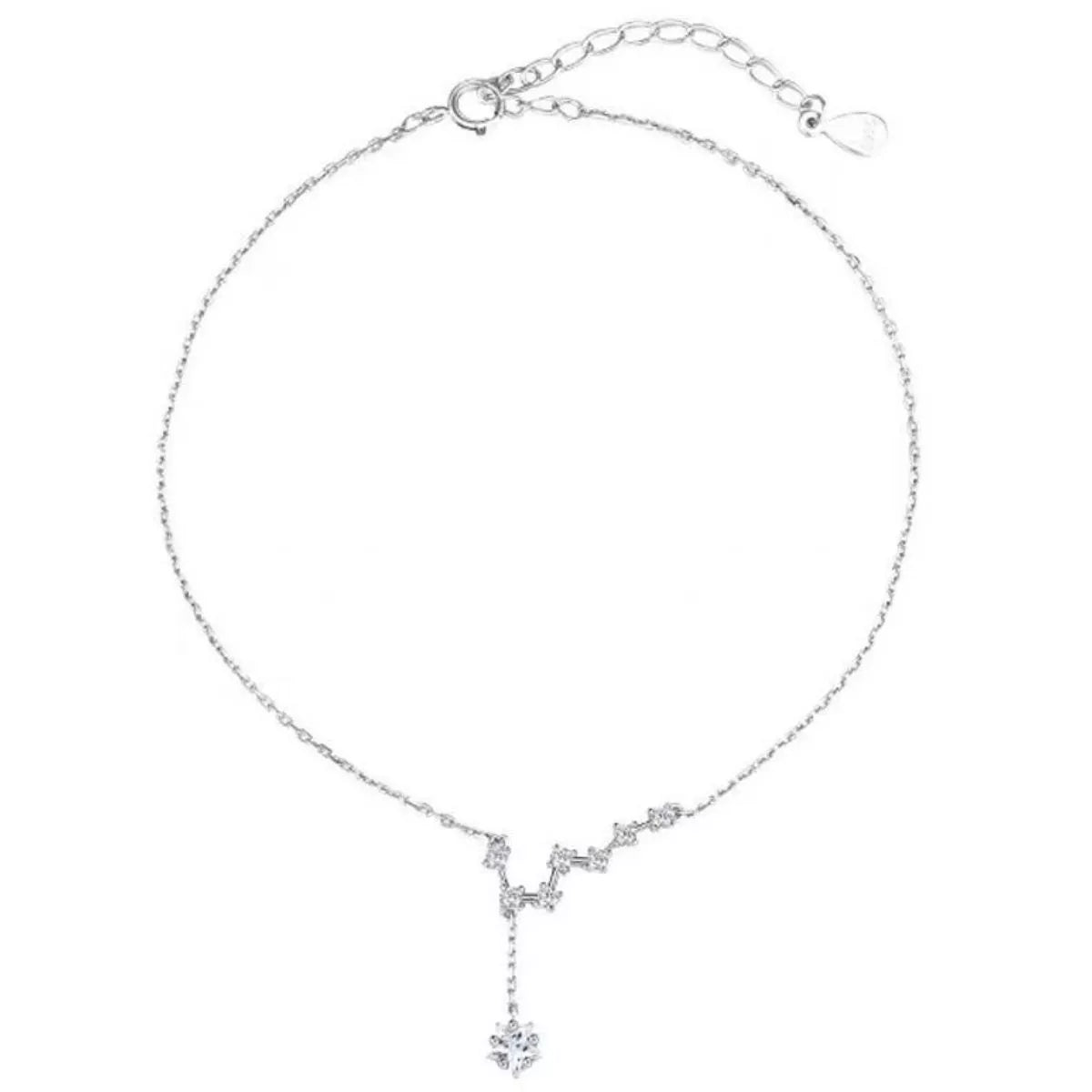 Glintstar silver-tone anklet layout on white background, Varex HQ