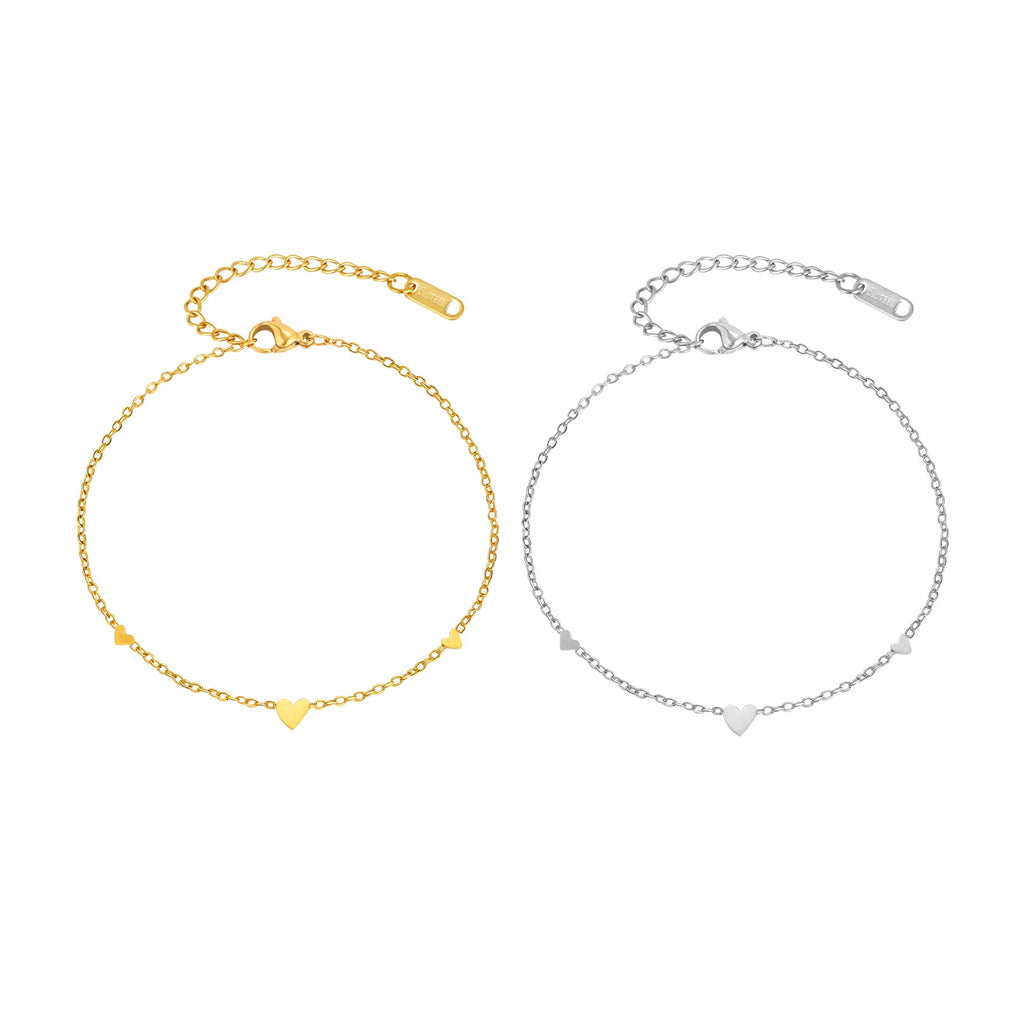 Gold-plated heart charm anklet, additional angle, Varex HQ