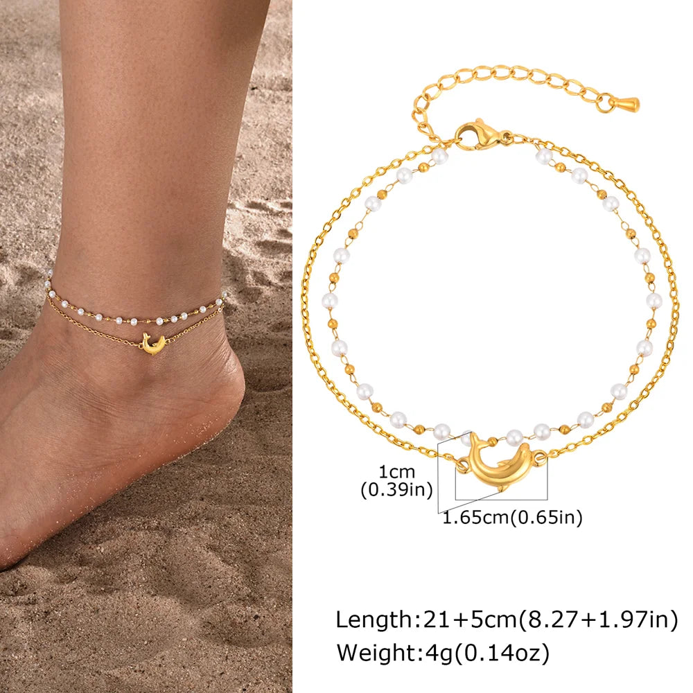 Gold-plated heart charm anklet, flat lay product shot, Varex HQ