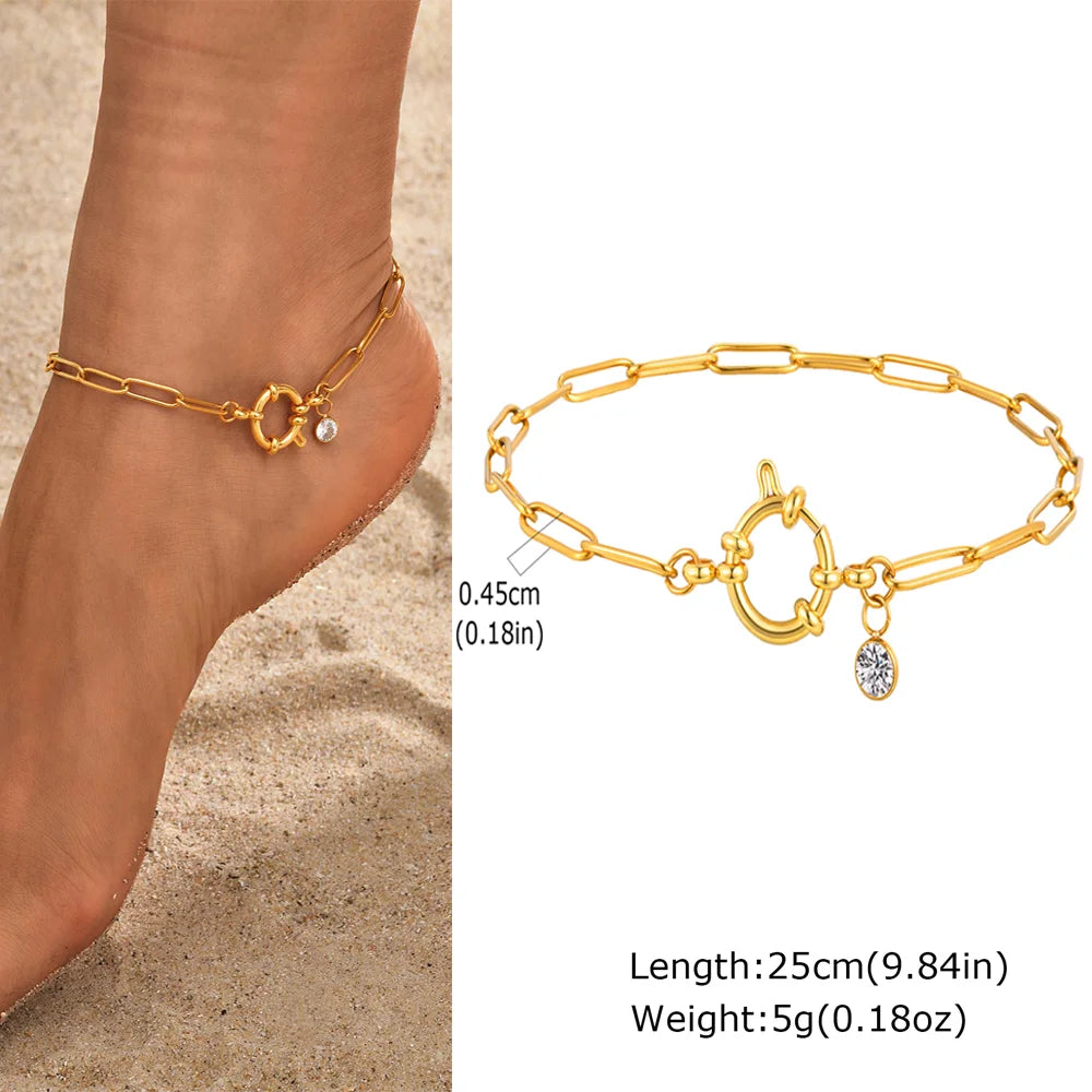 Stainless Steel Heart Anklet – Gold Plated, C – Varex HQ
