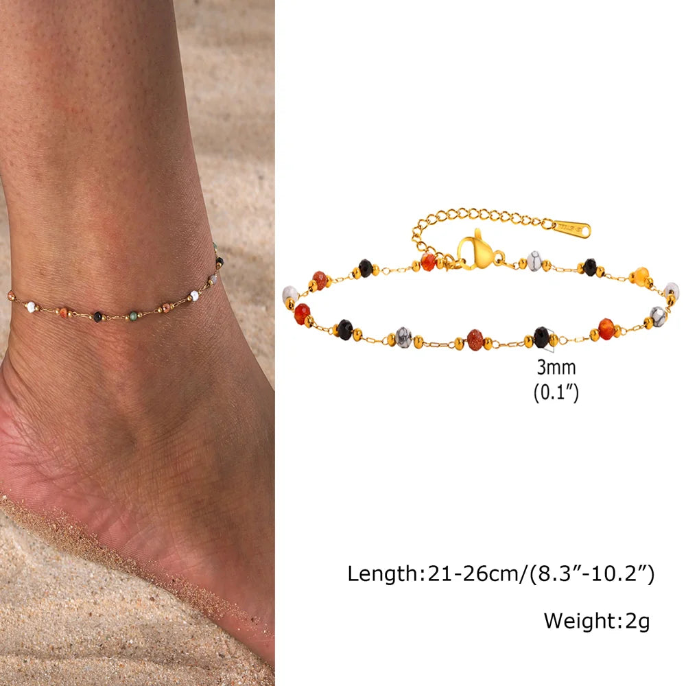 Gold-plated heart charm anklet worn on model's ankle, Varex HQ