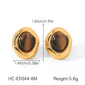 Gold-plated stud earrings with stone and faux-pearl accent, styling angle 4 - Varex HQ
