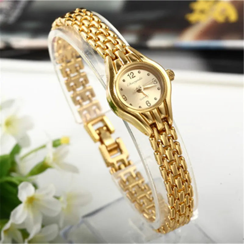 Gold infinity bracelet watch variant with gold-tone dial