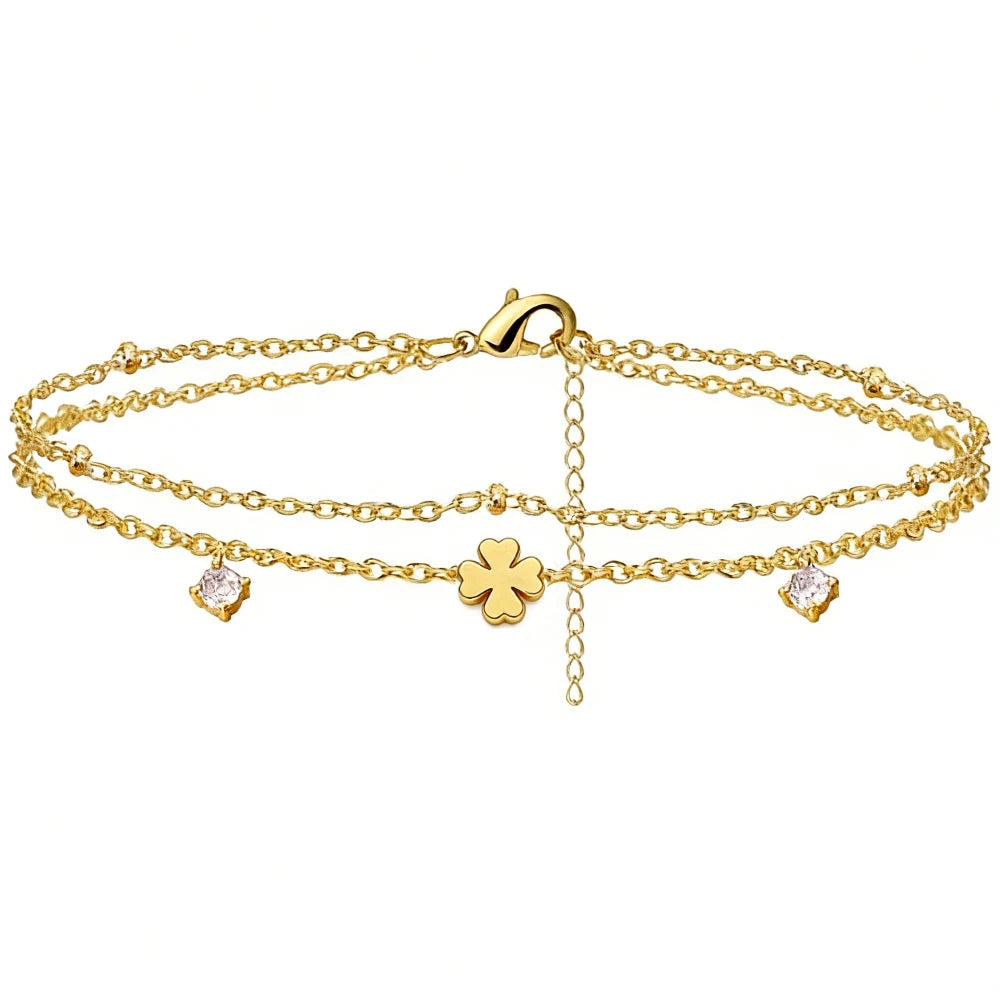Heart charm layered anklet, final detail view, Varex HQ