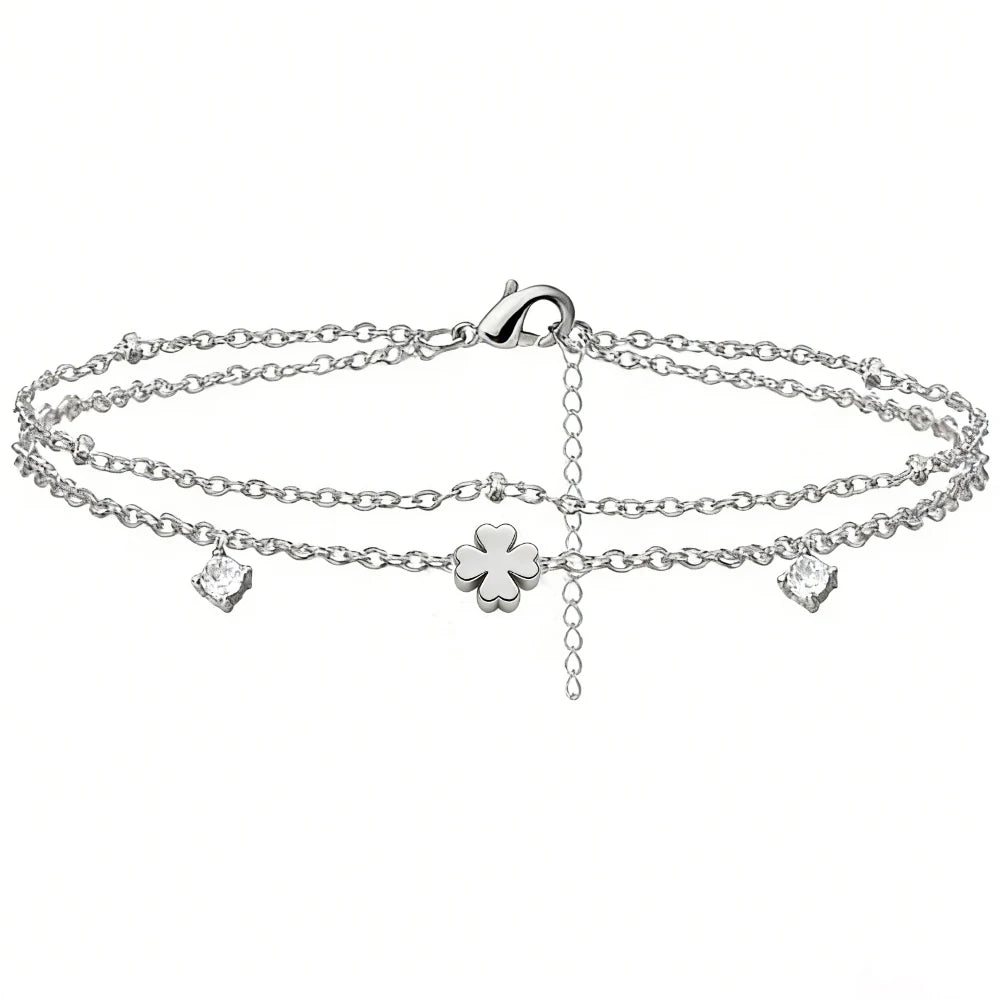 Gold-tone heart charm layered anklet, additional angle, Varex HQ