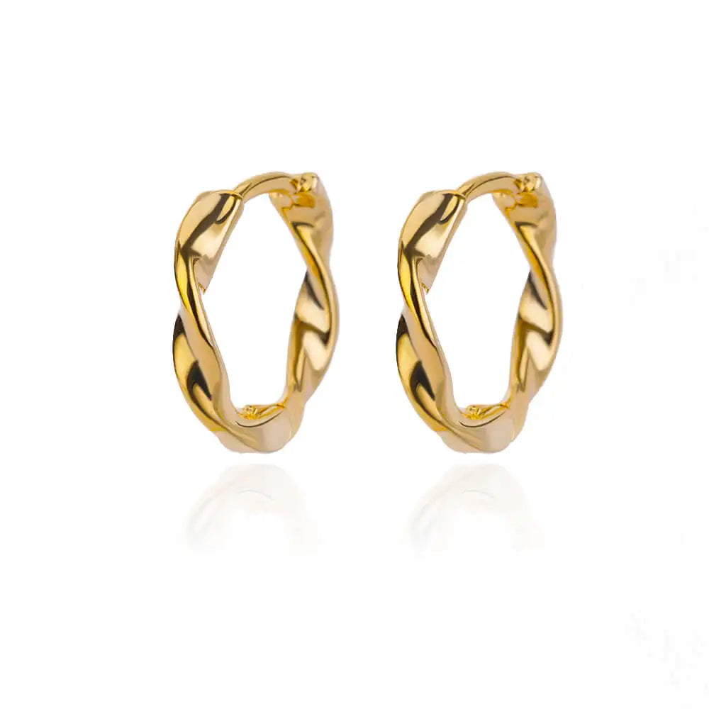 Heart hoop earrings in stainless steel with cubic zirconia heart accent, styling angle 4 - Varex HQ