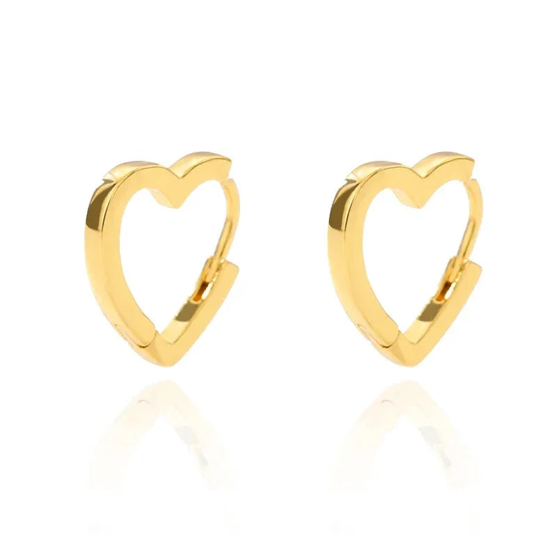 Heart hoop earrings in stainless steel, gold-tone heart hoop style - Varex HQ